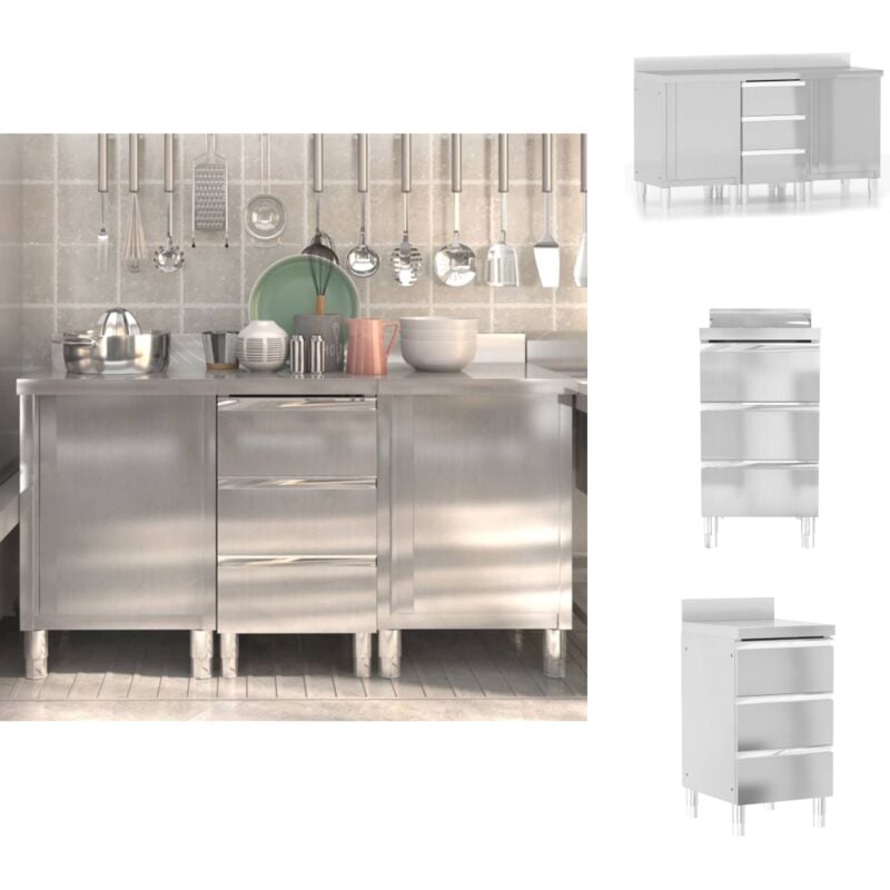 Vidaxl - Gastronomie - Living Gastro-Küchenschränke 3 Stk. Edelstahl