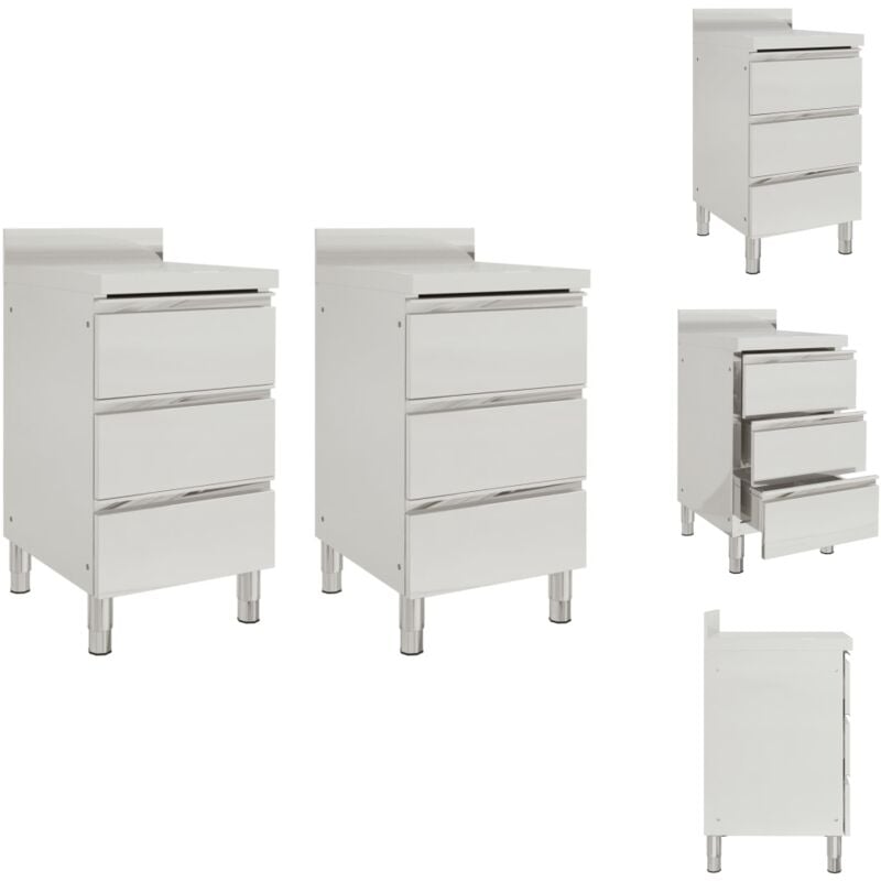 Vidaxl - Gastronomie - Living Gastro-Küchenschränke mit 3 Schubladen 2 Stk. Edelstahl