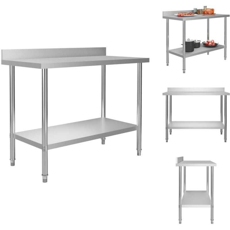 Gastronomie - Living Küchen-Arbeitstisch mit Aufkantung 120 x 60 x 93 cm Edelstahl