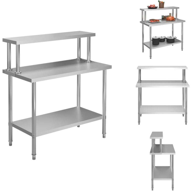 Gastronomie - Living Küchen-Arbeitstisch mit Aufsatzboard 120×60×120 cm Edelstahl
