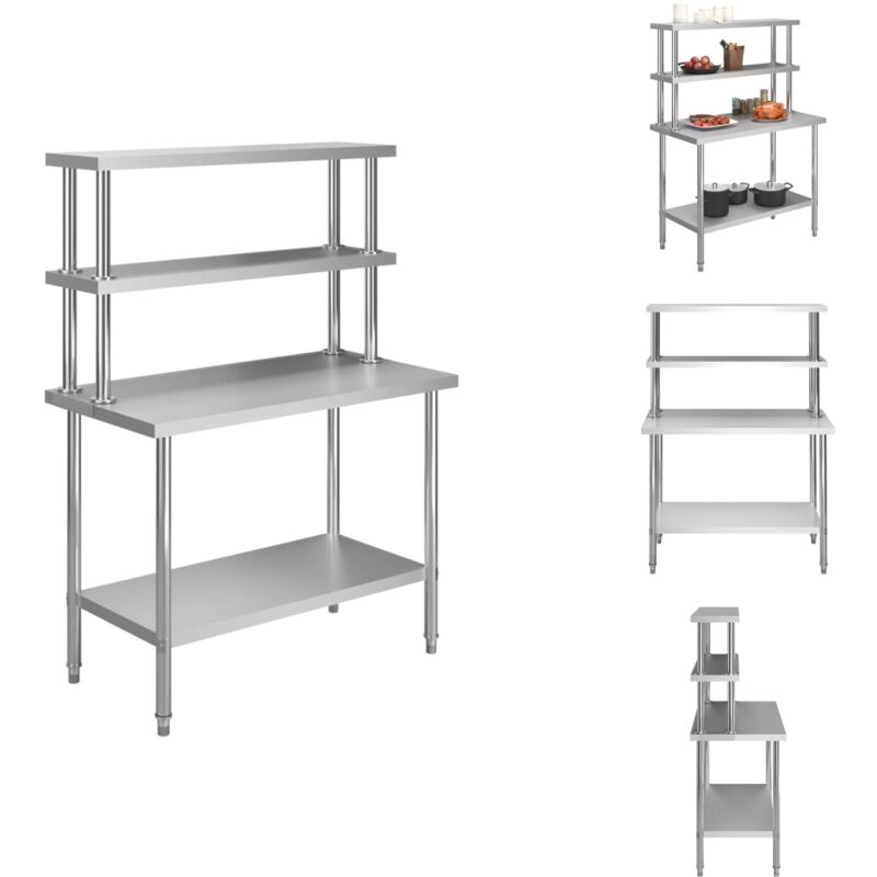 Vidaxl - Gastronomie - Living Küchen-Arbeitstisch mit Aufsatzboard 120×60×150 cm Edelstahl