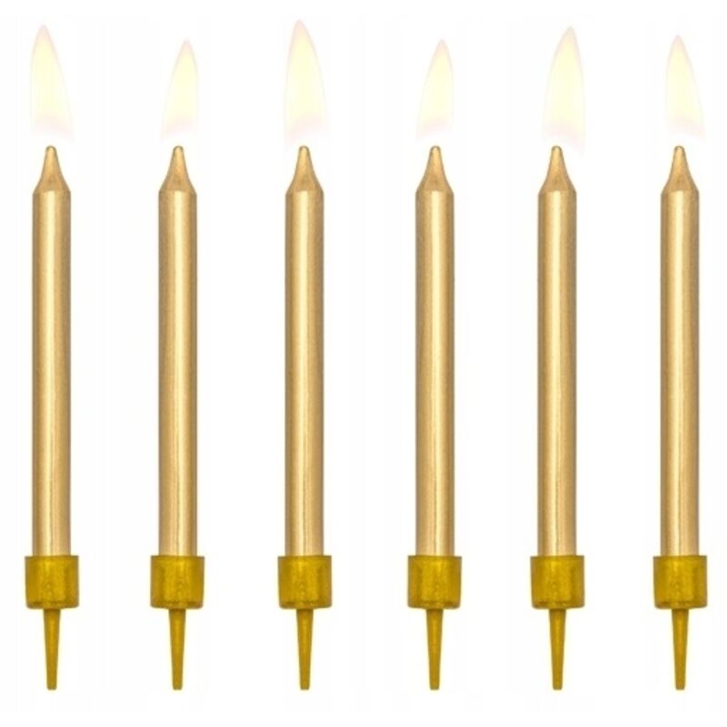 Geburtstagskerzen glatt, gold, 6cm (1 Packung / 6 Stk.)