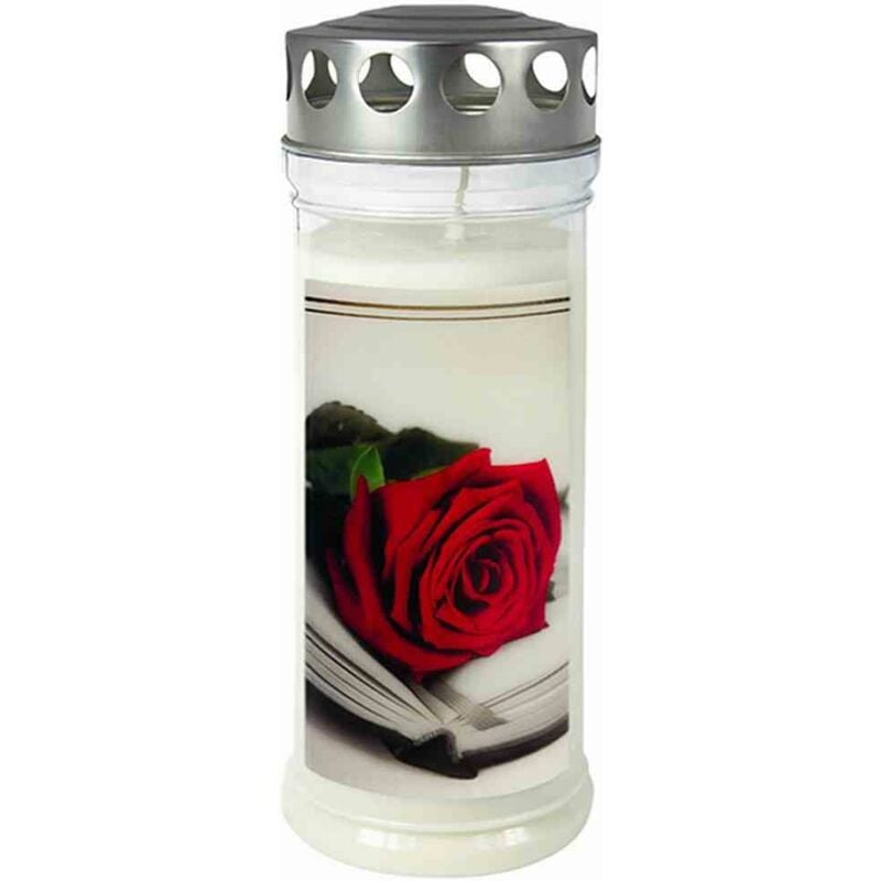 Unbekannt - Gedenkkerze 'Rose/Buch' 215 x 75 mm 7 Tage