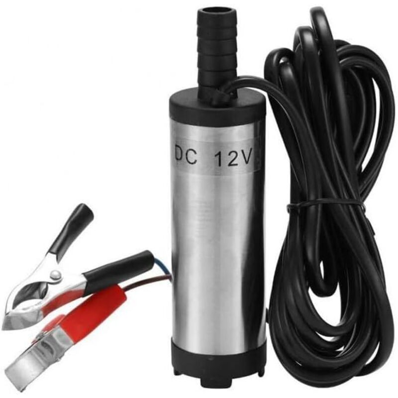 Geeignete 12-V-Tauchpumpe, Edelstahl-Wasserpumpe, Dieselpumpe mit Klemme, 3-m-Kabel, für Diesel/Wasser/Petroleum