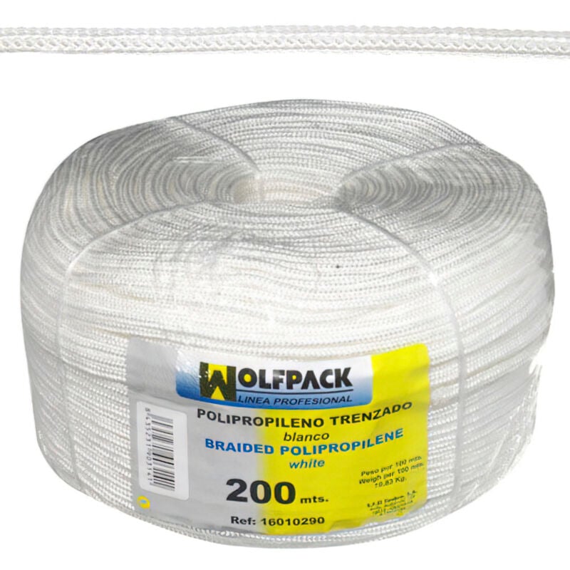 Weiße, geflochtene Schnur aus Polypropylen (Spule 200 m)