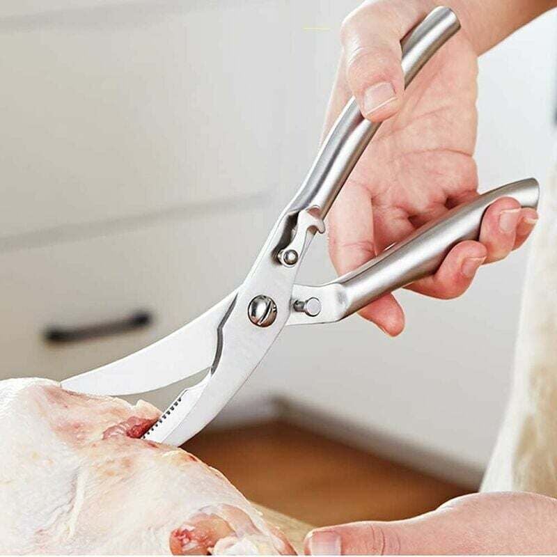 Geflügelschere, professionelle Küchenschere, Geflügelschere aus Edelstahl, Federmechanismus, langlebig, für Hühner, Knochen, Geflügel, Fleisch und