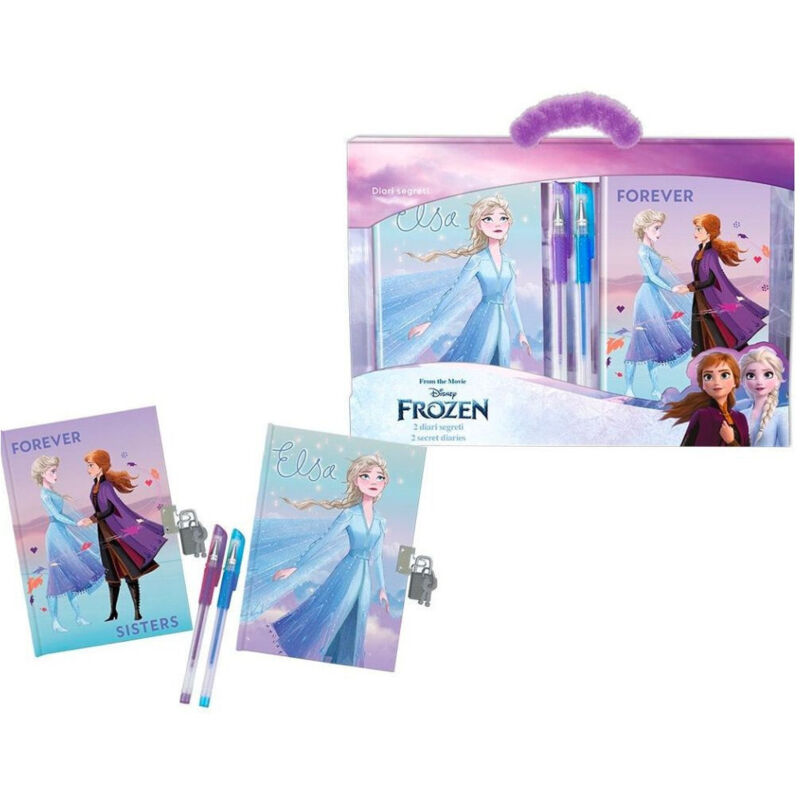 Trade Shop Traesio - Trade Shop - geheimes tagebuch-set 'frozen' mit schloss und schlüsseln, bunte glitzer-gelstifte -