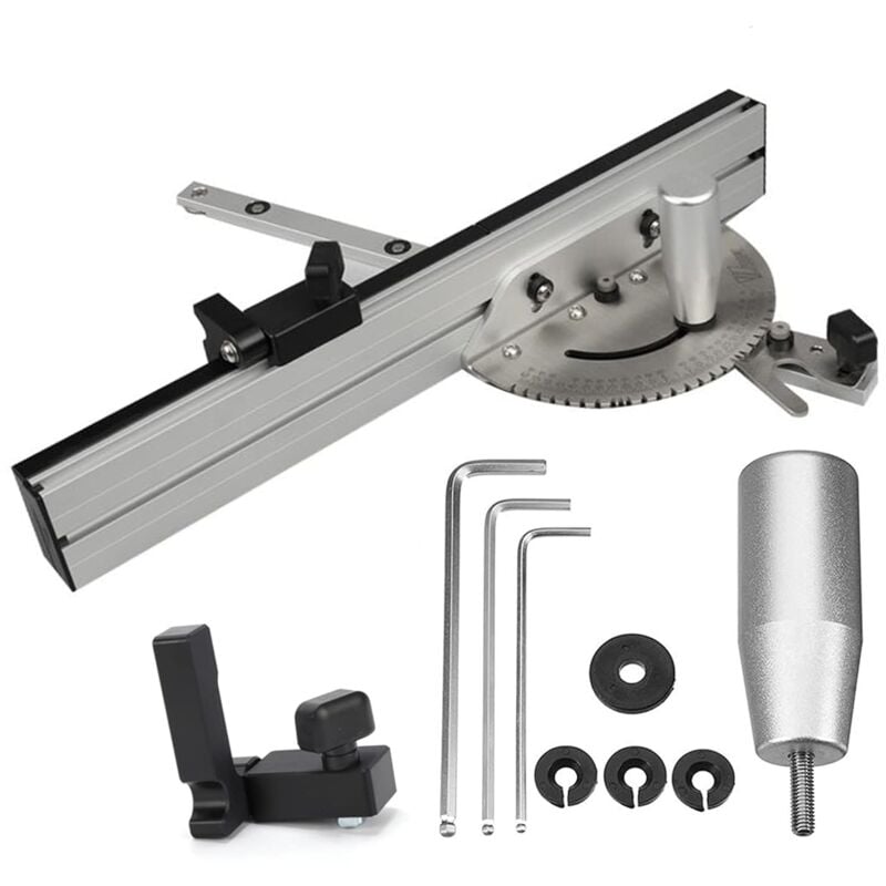 Gojoy - Gehrungslehre Winkelanschlag Hochgenaue Tischkreissäge Kit mit verstellbarem Flip-Stop 450mm