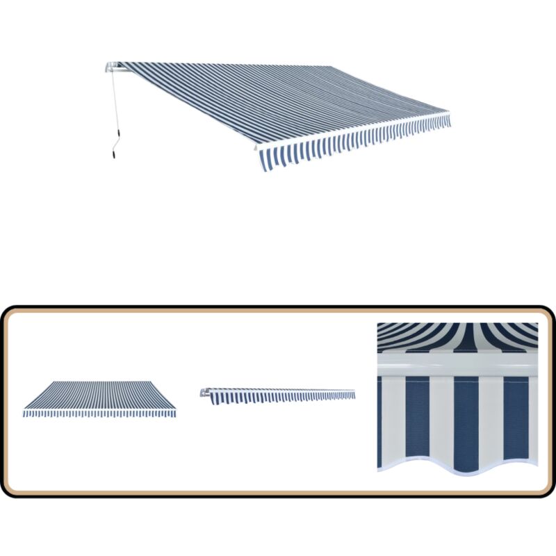 Gelenkarmmarkise Handbetrieben 500 m Blau und Weiß - Gelenkarmmarkise - Handbetriebene Markise - Markise Blau Weiß - Gartendeckenschirm - Sonnenschutz