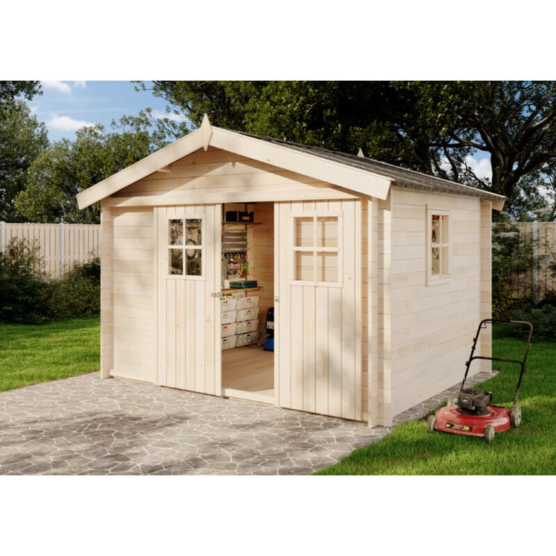 Gerätehaus Evere 19 Gerätehaus aus Holz, Geräteschrank mit 19 mm Wandstärke, Gartenhaus mit Montagematerial - Alpholz