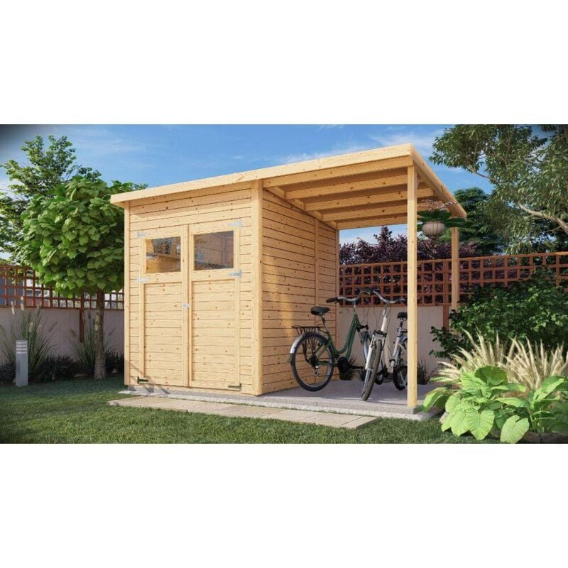 Alpholz Gerätehaus Mollie Plus Gerätehaus aus Holz, Geräteschrank mit 14 mm Wandstärke inklusive Schleppdach, Gartenhaus mit Montagematerial