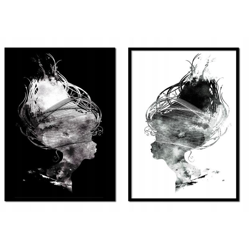 Gerahmte Poster, 53 x 73 cm, Diptychon, 2er-Set, Gemälde „Frau zum Valentinstag“, P1716