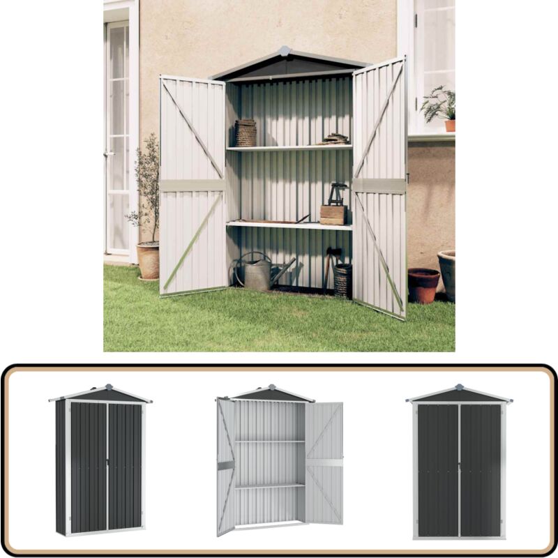 Gerätehaus Anthrazit 116x45x175 cm Verzinkter Stahl - Gartenschuppen - Gerätehaus - Werkzeuglager - Outdoor-Aufbewahrung - Metallschupp