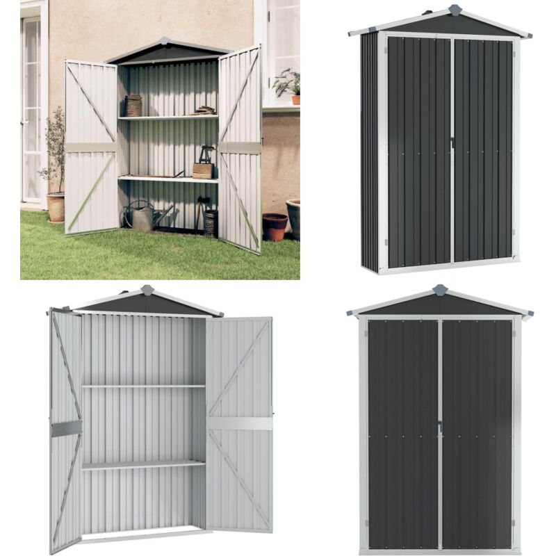 Gerätehaus Anthrazit 116x45x175 cm Verzinkter Stahl - Gartenschuppen - Gerätehaus - Werkzeuglager - Outdoor-Aufbewahrung - Metallschupp - Home &