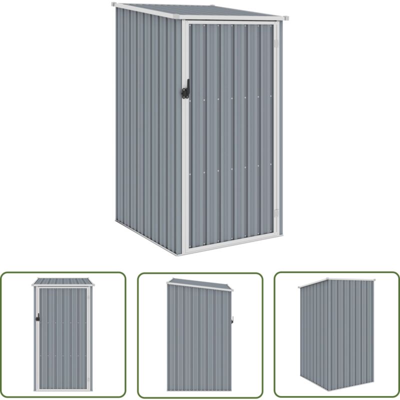 The Living Store Gerätehaus Grau 87x98x159 cm Verzinkter Stahl - Gartenschuppen - Gerätehaus - Stahlausstattung - Werkzeuglagerung - Wetterfest