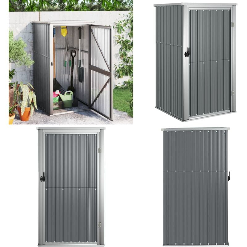 Gerätehaus Grau 88x89x161 cm Verzinkter Stahl - Gartenschuppen - Gerätehaus - Werkzeuglager - Outdoor Aufbewahrung - Gartenorganisation - Home &
