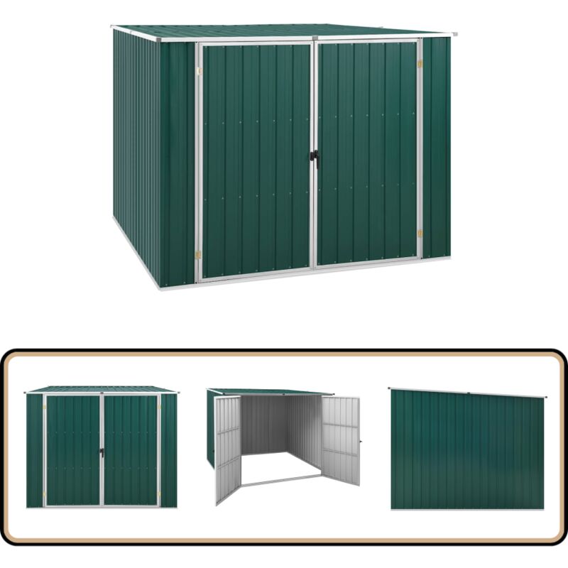 Gerätehaus Grün 195x198x159 cm Verzinkter Stahl - Gartenschuppen - Gerätehaus - Stahltara - Outdooraufbewahrung - Werkzeuglagerung