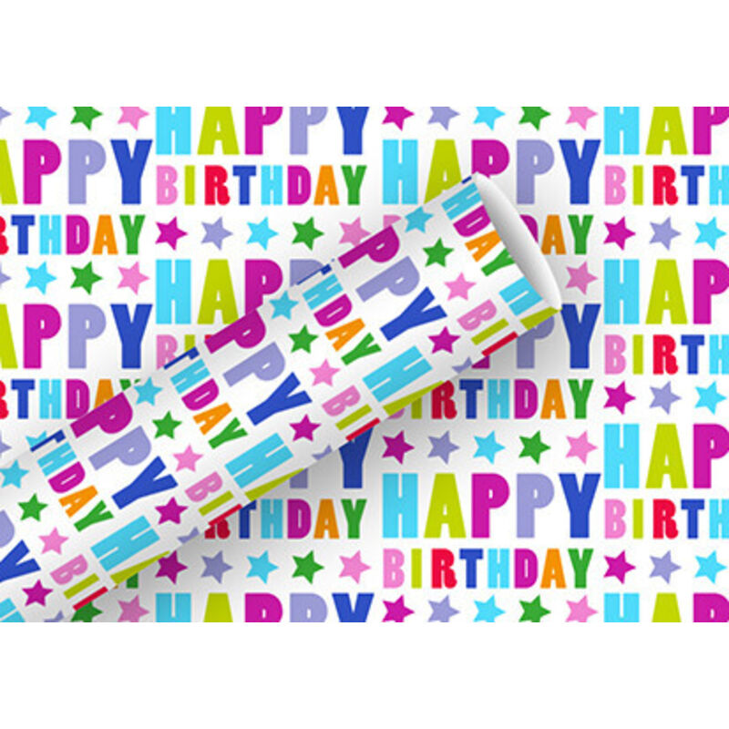 Geschenkpapier Happy Birthday bunte Sterne 1,5 m