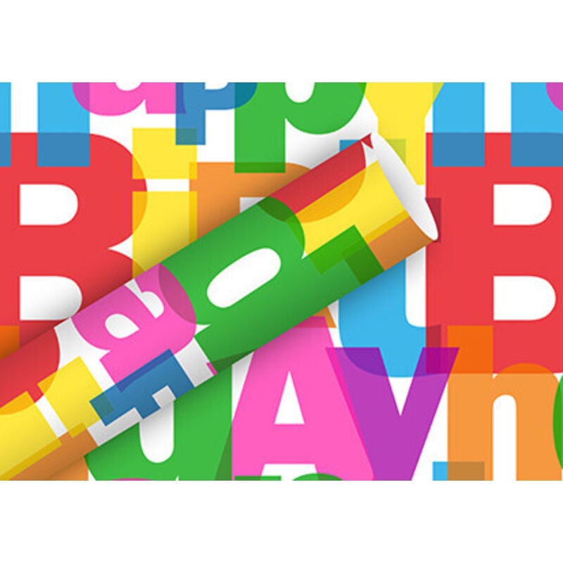 Geschenkpapier Happy Birthday groß bunt 2 m