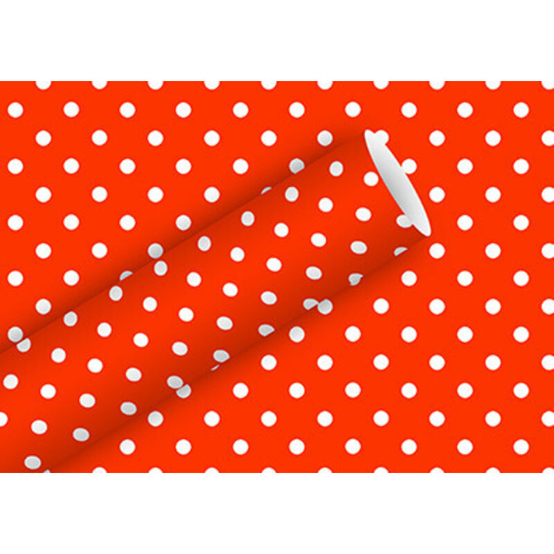 Geschenkpapier tomatenrot mit Punkten 2 m