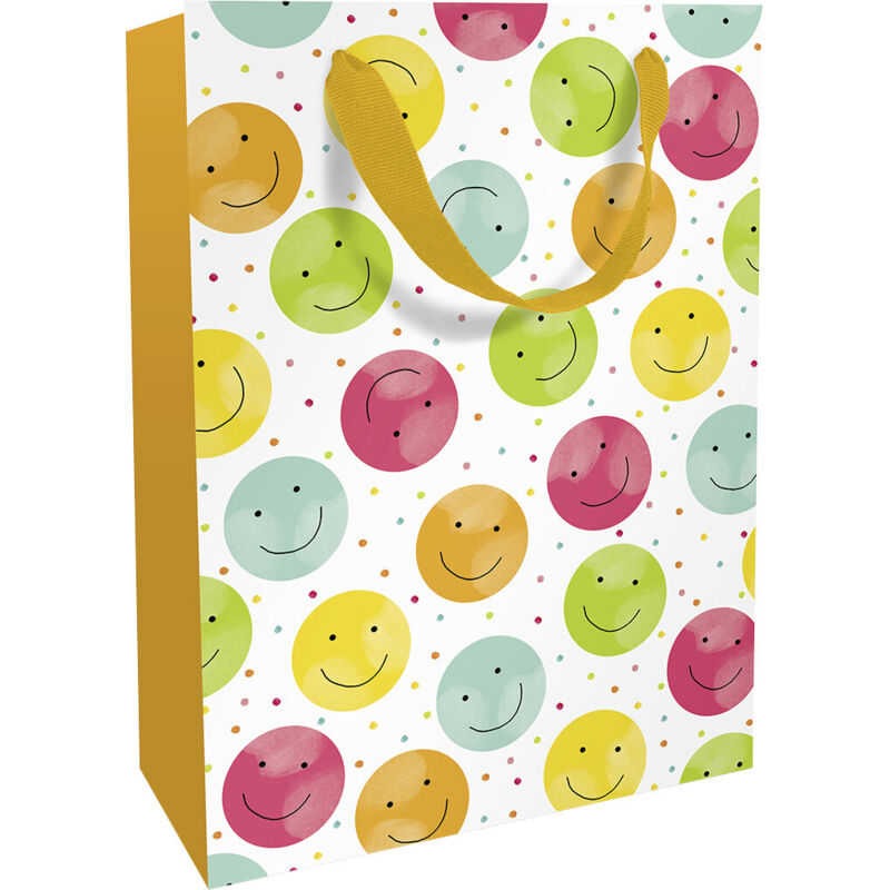 Geschenktasche lachende Smileys 26 x 36 cm Geschenkpapier