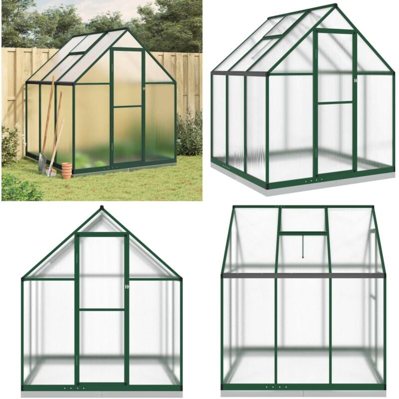 Vidaxl - Gewächshaus mit Fundamentrahmen Grün 169x169x202 cm Aluminimum - Gehäuse - Gewächshaus - Polycarbonat Greenhouse - Alu Greenhouse