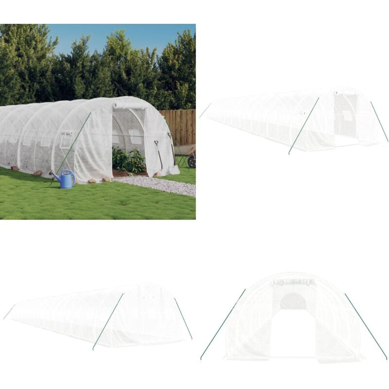 Vidaxl - Gewächshaus mit Stahlrahmen Weiß 60 m² 20x3x2 m - Gehäuse - Gewächshaus - Gartenhaus - Pflanzenzucht - Grünpflanzen - Home & Living