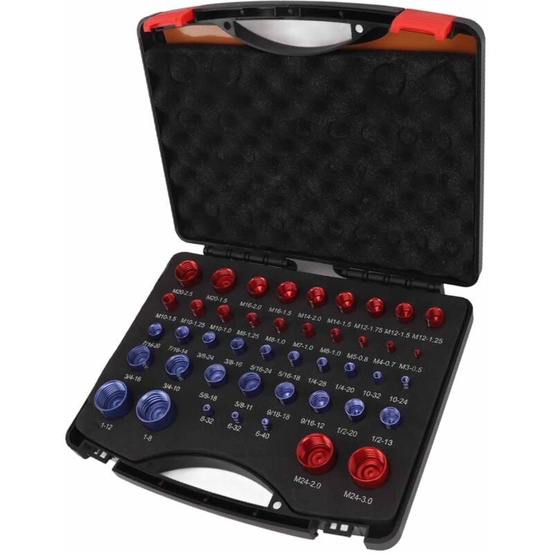 Gewindelehre für Muttern und Schrauben, 44-teilig, rot-blau, Größenlehre für Muttern und Schrauben in Zoll und metrisch, Satz zur Identifizierung von