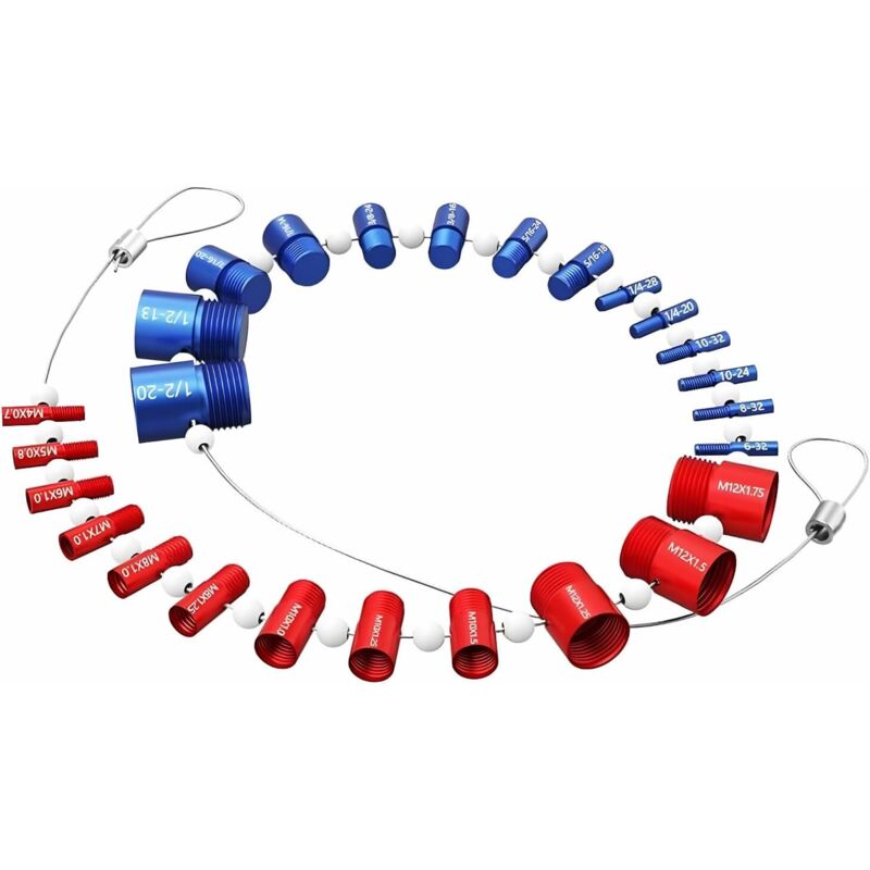Gewindeprüfer für Muttern und Schrauben, Gewindeprüfgerät, Messlehre, 26 Innen- und Außengewindelehren für Muttern, Schrauben und Bolzen