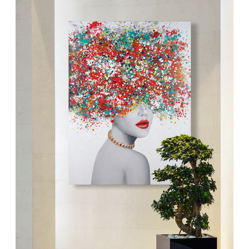 Bild, rechteckig, Pomposa, Blumendesign, Fraumotiv, Holz, Leinwand, mehrfarbig, ve 1, l. 3,5 c - Gilde