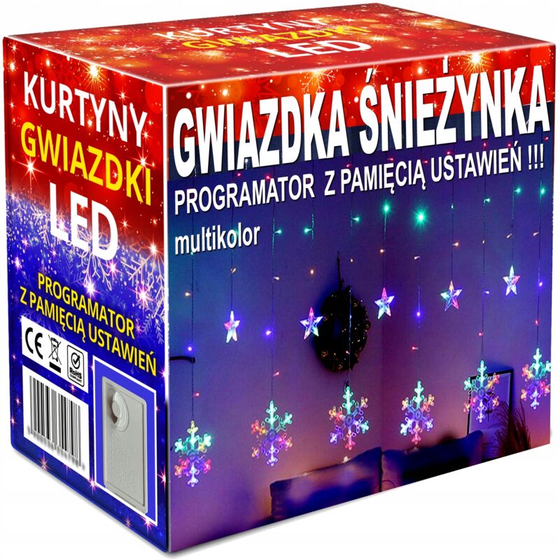 Girlande CURTAIN LED Weihnachtsbaum Lichter hängende Sterne Eiszapfen Fenster STERN