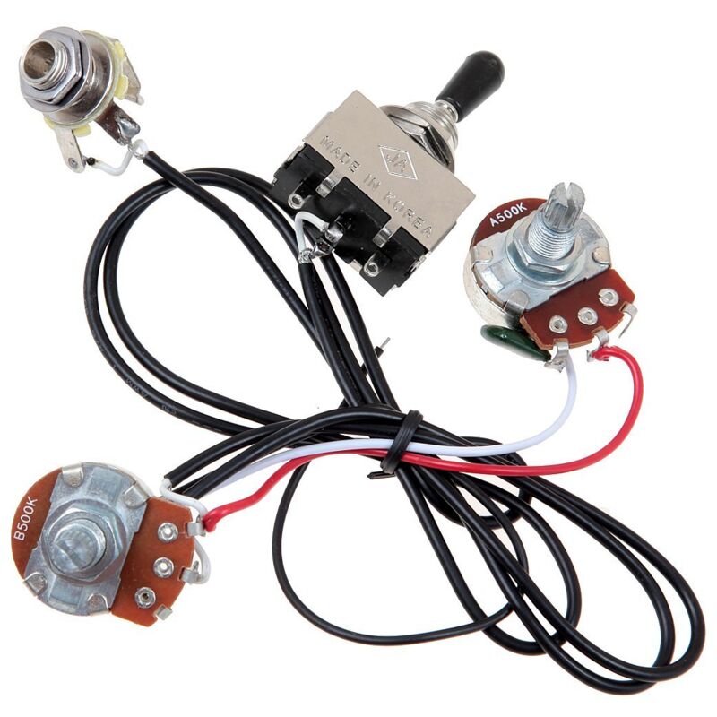 Gitarrenkabelbaum Vorverdrahtet, 500K-TöPfe, 3-Wege-Kippschalter, Silber