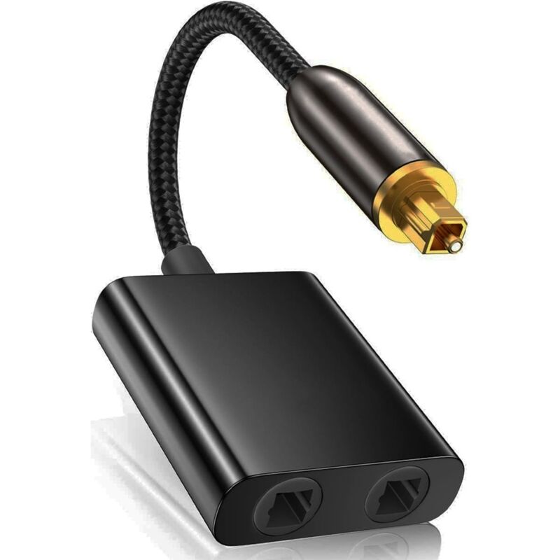 Glasfaserkabel-Splitter, 2-In-1-Toslink-Konverter für HDTV, DVD, Digital-TV, Soundbar-Verstärker, Vergoldeter Anschluss