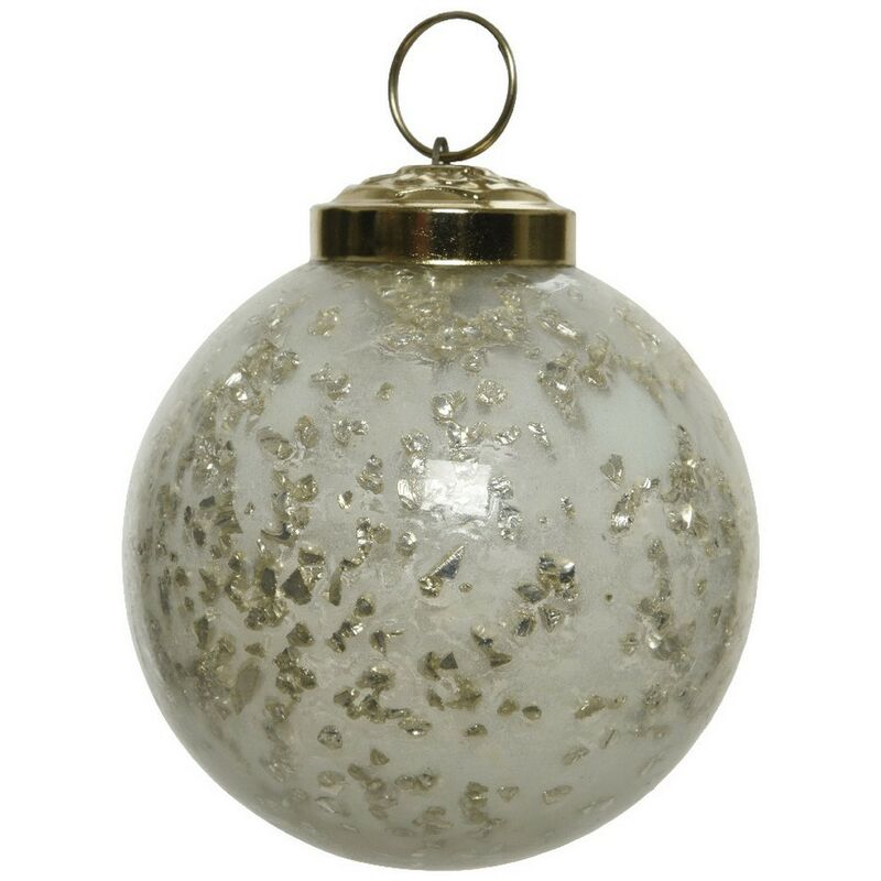 Glaskugel zum Hängen 10 cm weiß.