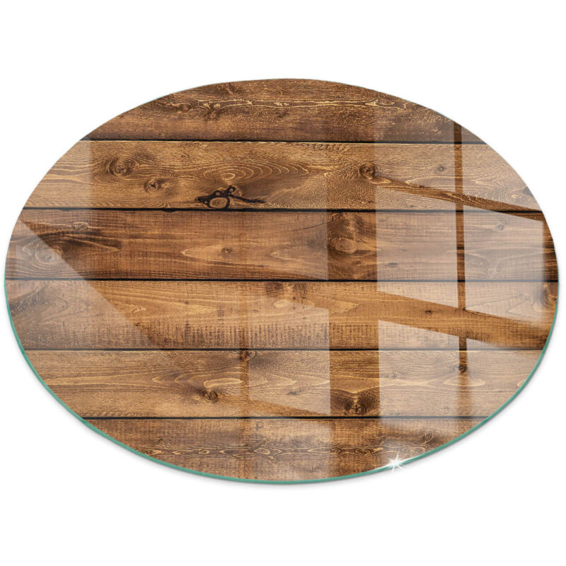 Glasplatte für Kaminofen Sicherheitsglas Schutzplatte Glasbodenplatte für Kamin Hitzeschutz für Kamin Funken Elegant Holzbrett mit Maserung Rund fi 90