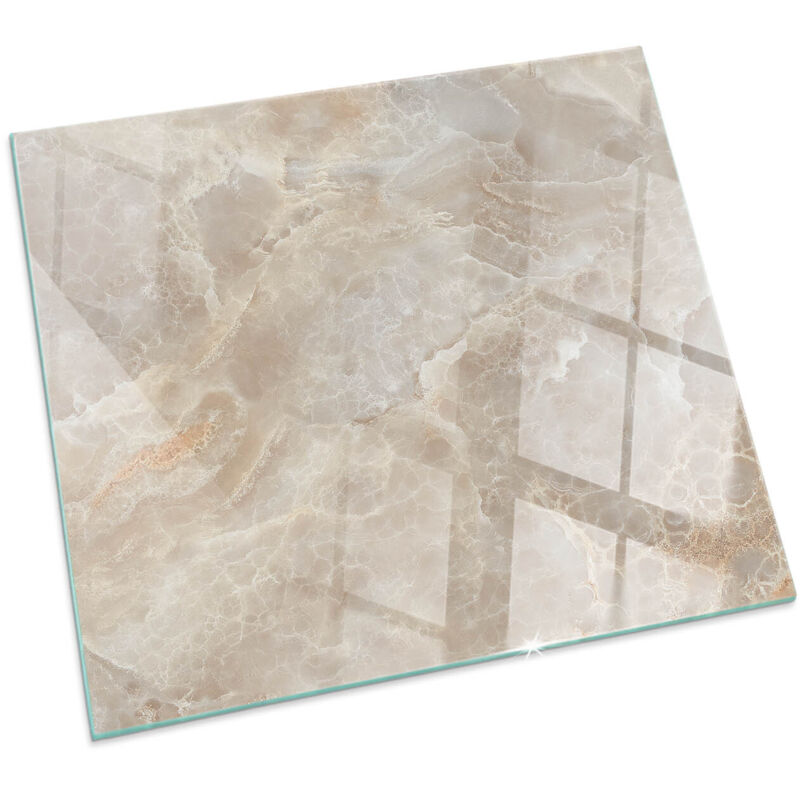 Glasplatte für Kaminofen Sicherheitsglas Schutzplatte Glasbodenplatte für Kamin Hitzeschutz für Kamin Funken Natursteinmuster Quadratisch 50x50 cm