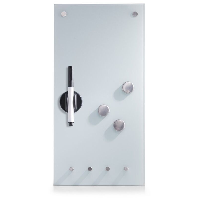 Glastafel memo für Notizen + 3 Magnete und 4 Haken, 40x20 cm, zeller