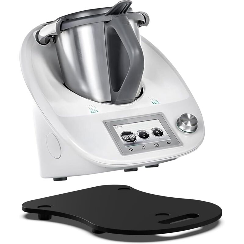 Gleitbrett für Thermomix TM6 TM5, Brett für Thermomix TM6 mit Rollen und Handgriff, Brett Müheloses Verschieben Rollbrett (Schwarzes Acryl)