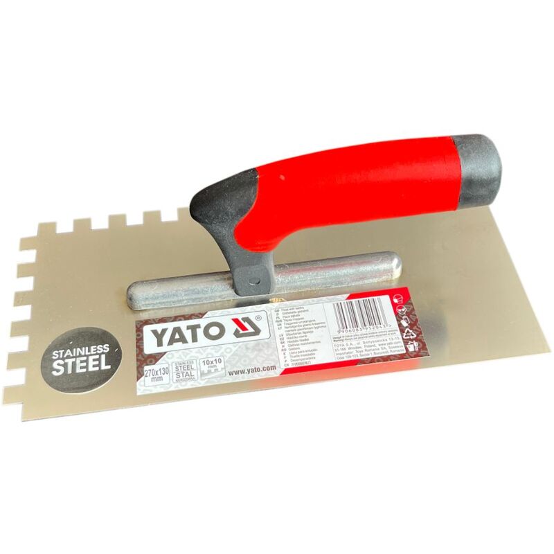 Schweizer Glättekelle Kelle Zahnkelle Maurerkelle gezahnt Putzkelle in 3 Ausführungen 6/8/10 +270x130mm, 10x10mm