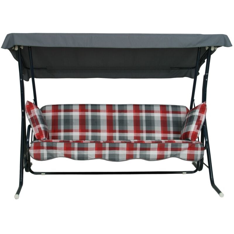 Go-de - Hollywood-Auflage 4-tlg. 50 cm x 180 cm x 8 cm, rot, karo rot Sitzpolster