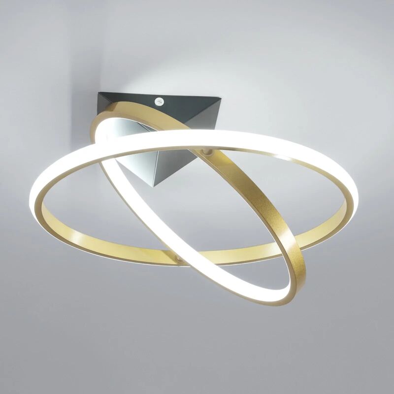 GOECO 32W-LED-Deckenleuchte, 3375 lm, moderne Deckenleuchte für Flur, Schlafzimmer, Badezimmer, Küche, Wohnzimmer, Kaltweiß (6500 K), Gold