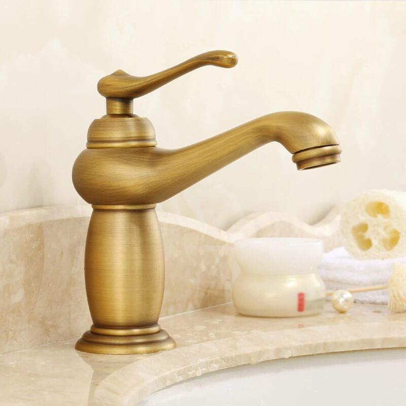 Gold Waschbecken Wasserhahn, Badezimmer Waschbecken Wasserhahn, Vintage Vollkupfer Badezimmer Wasserhahn, Gold Waschbecken kompatibler Badezimmer