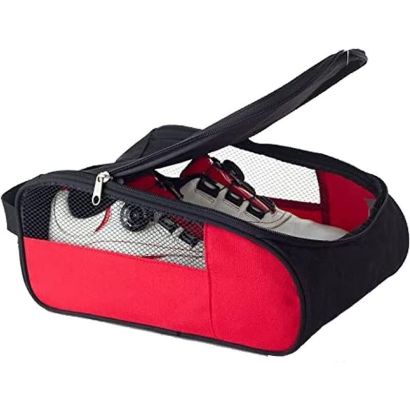 Golfschuhtasche, Golfschuhtaschen für Männer/Frauen, Tragetaschen mit Reißverschluss und Belüftung für Sportschuhe, Reisetaschen (Rot und Schwarz)