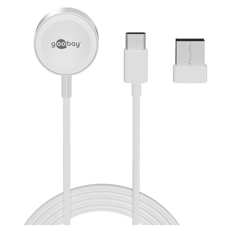 Goobay - Ladegerät für Apple Watch, kompatibel mit allen Modellen der Apple Watch ab Serie 2, inkl. USB-Adapter.