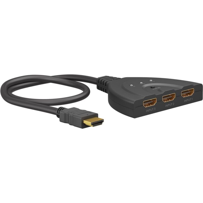 Goobay - 58487 - hdmi Splitter 3 en 1 out/4K bei 30 Hz (2160p), hdmi 1.4 Umschalter für PS4, PS5, Laptops oder Monitore
