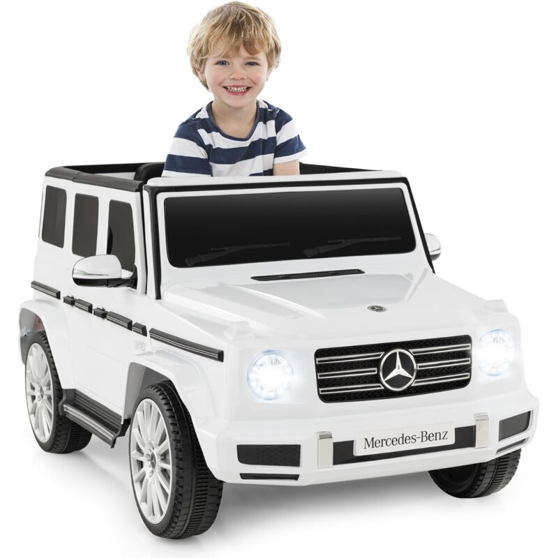 GOPLUS 12V Kinderfahrzeug Mercedes Benz G500, Elektroauto mit Fernbedienung, Scheinwerfern, Musik & Hupe, abschließbaren Türen, Sicherheitsgurt,