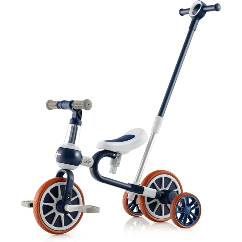 GOPLUS 4 in 1 Multifunktionaler Kleinkinder Dreirad, Kinder Balance Fahrrad mit verstellbarem Schiebegriff, 2-stufiger Sitzhöhe und umkehrbarem