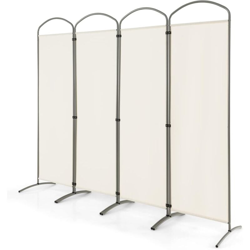 GOPLUS Klappbarer Raumteiler, 188 cm Sichtschutz mit Metallrahmen, Trennwand Sichtschutz für Wohnzimmer, Schlafzimmer, Büro (4-teiliger, Weiß)