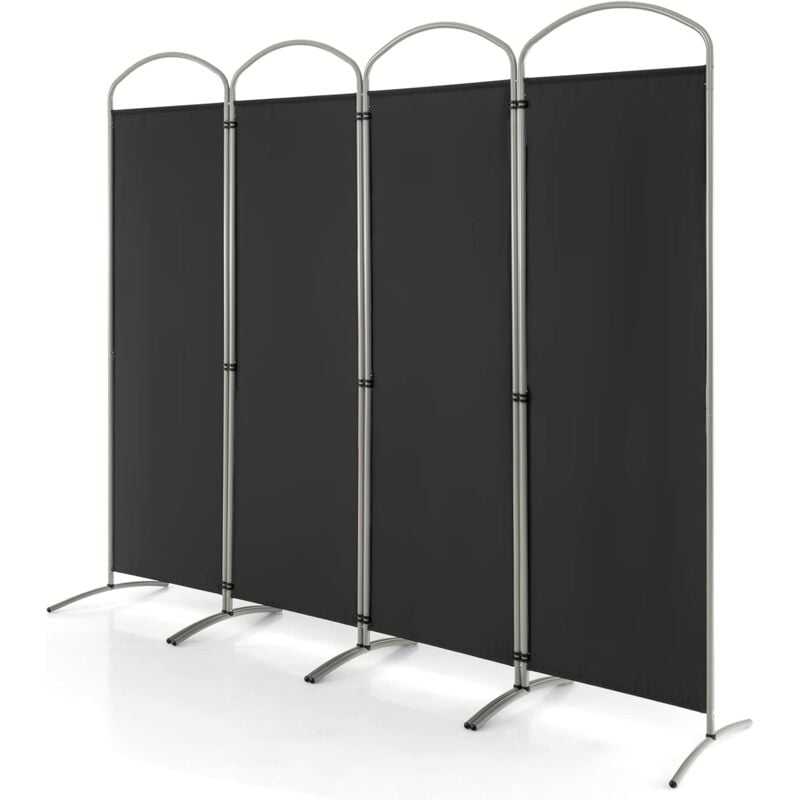 GOPLUS Klappbarer Raumteiler, 188 cm Sichtschutz mit Metallrahmen, Trennwand Sichtschutz für Wohnzimmer, Schlafzimmer, Büro (4-teiliger, Schwarz)