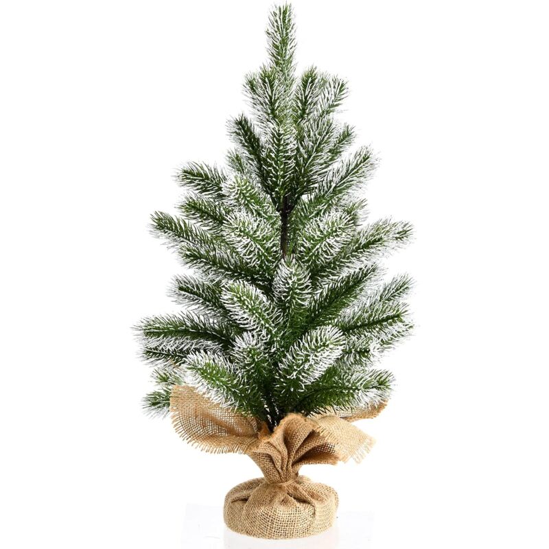 GOPLUS 50 cm Mini Weihnachtsbaum, Künstlicher Tisch Tannenbaum, Christbaum mit Schnee, PVC-Nadeln, Stabil mit Zement-Basis, für Weihnachten, für